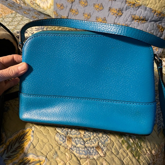 Kate Spade Crossbody Bag, Leather Turquoise, long strap, EUC - Picture 2 of 6
